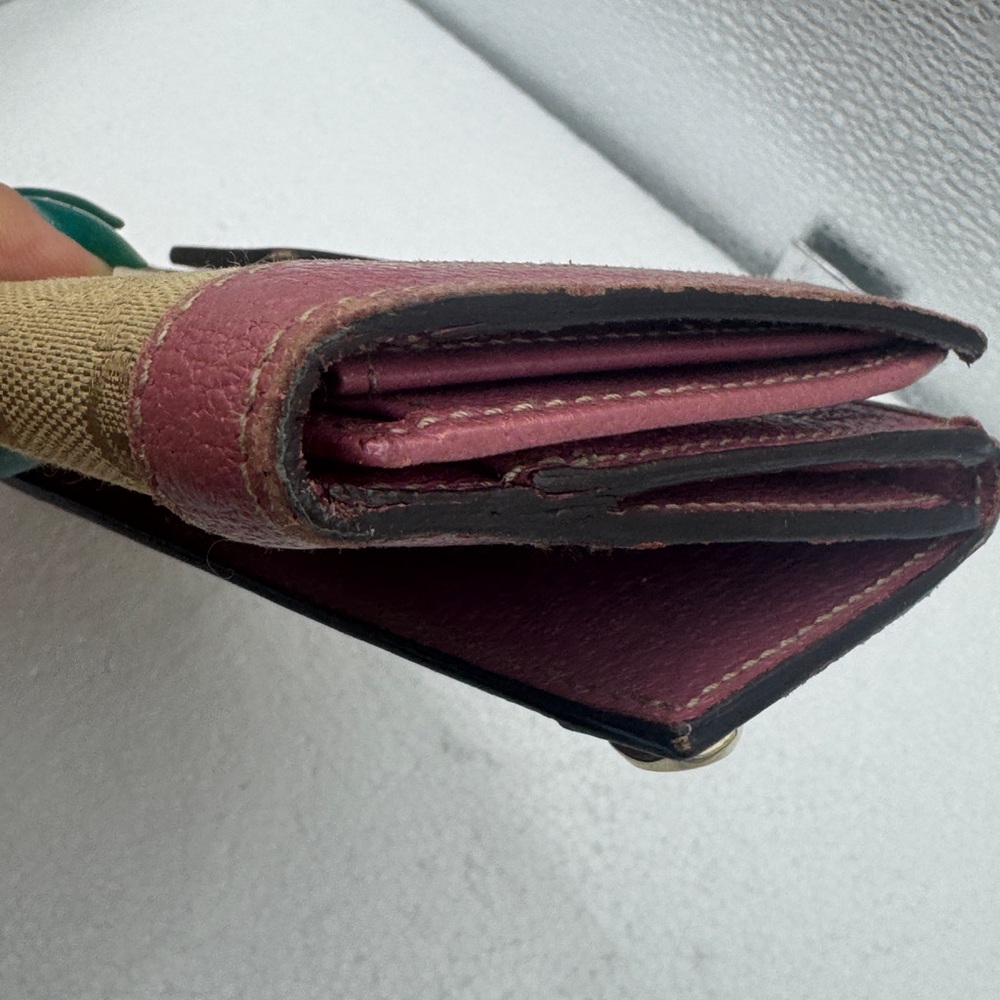 Gucci Beige Monogram Canvas Wallet with Burgundy Leather Trim - Picture 7 of 7